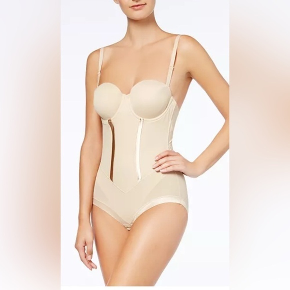 Maidenform Beige Tummy Control Easy Up Strapless Bodysuit Corset NWOT 38C #2250